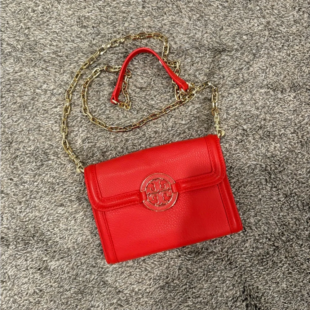 Tory Burch Amanda leather chain clutch crossbody bag - Picture 1 of 4
